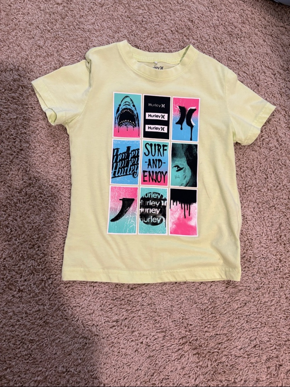 Hurley lime green/yellow Kids' Surf Graphic Short Sleeve Tee